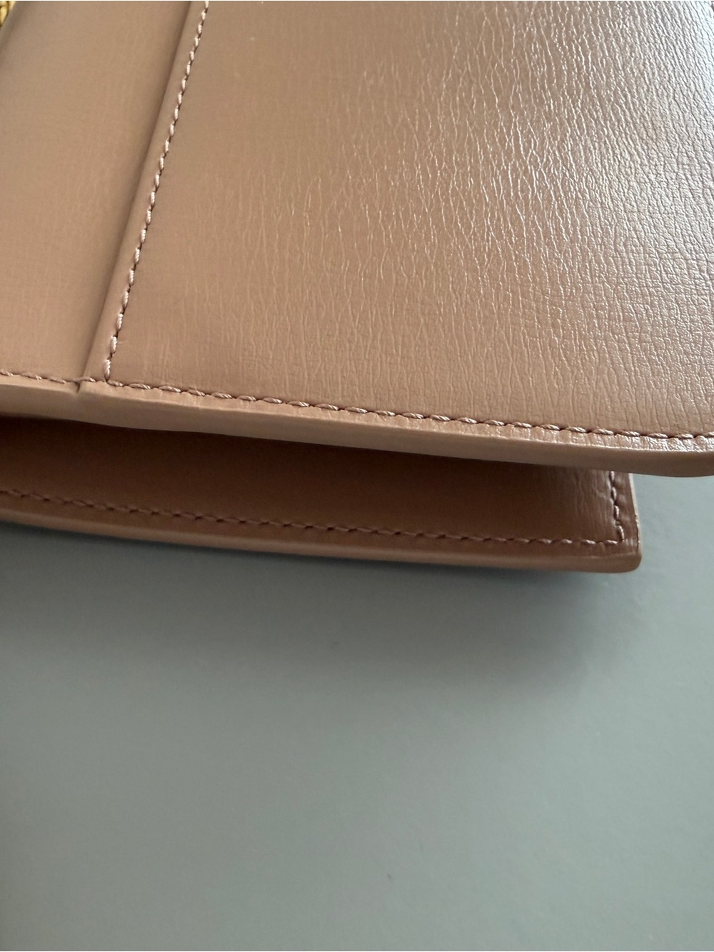 Saint Laurent YSL Cassandre Phone Holder Crossbody Dark Beige Leather Gold Chain - Picture 7 of 9